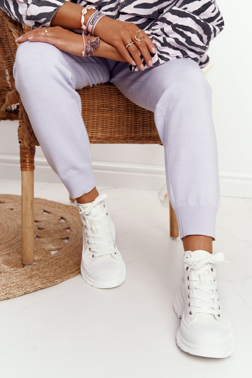 Dámske vysoké tenisky na veľkej podrážke bieleho gumy