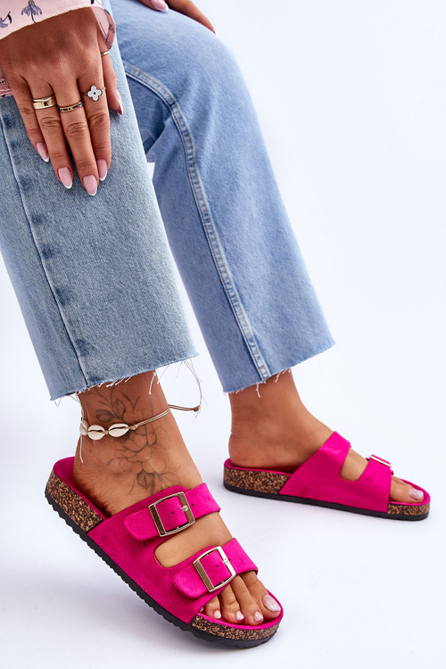 Dámské sandály na korkové platformě s pruhy Fuchsia Doretta