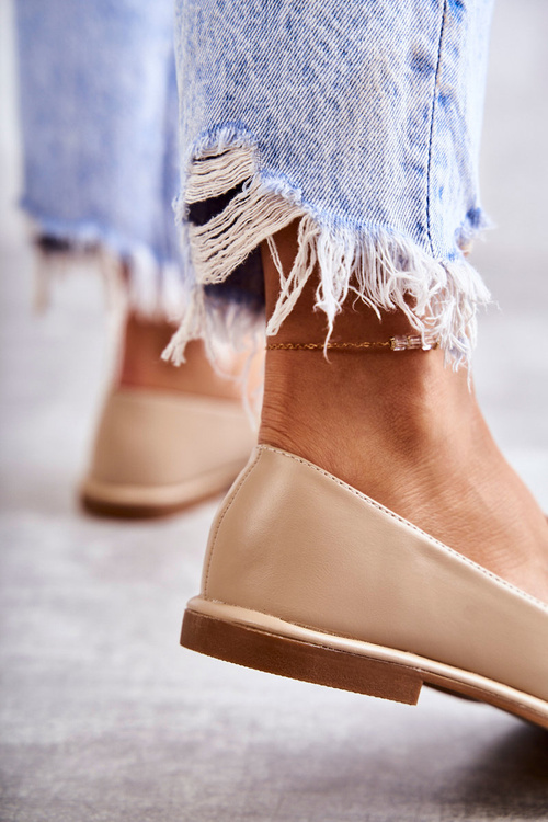 Dámské kožené mokasíny s dekorací béžový Kerrie