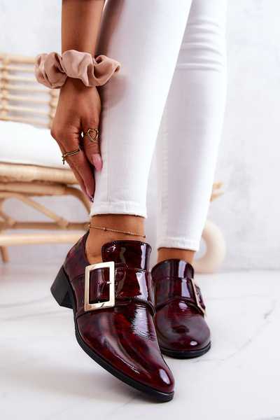 Lakované boty s přezkou Burgundy Taliya
