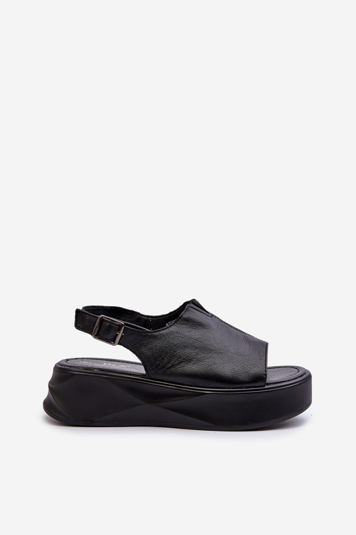 Dámske Kožené Sandále Na Platforme D&A SJ2301-2 Čierne