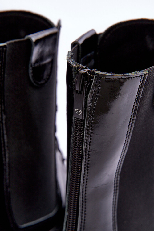 Kožené Dámské Botky Workery Šněrovací Černé Nicole 2836