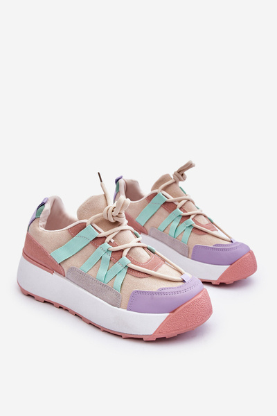 Dámske semišové športové topánky na platforme Beige-Pink Rohan