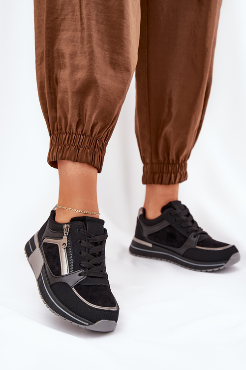 Dámske Športové Topánky S Zipsom Na Platforme Čierne Larys