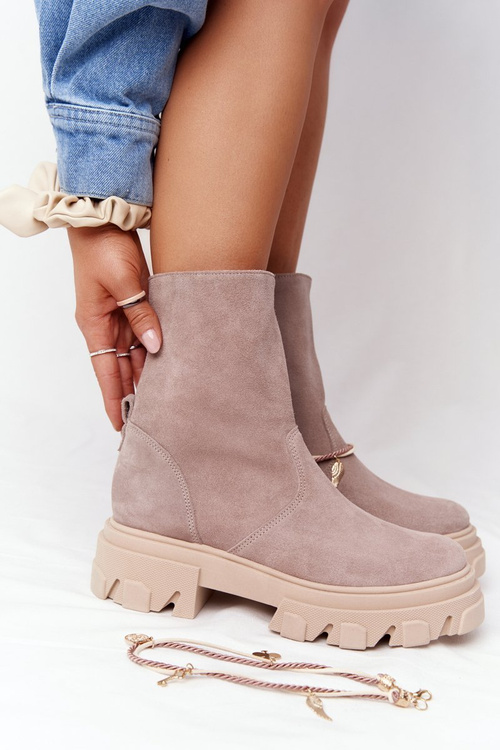 Semišové Boty Workery Lewski Shoes 3006-0 Béžové