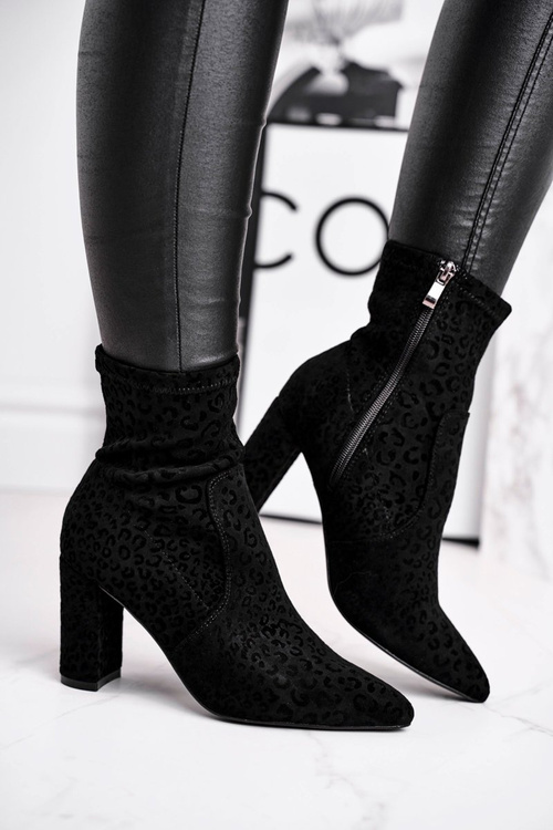 Dámské Kotníkové Boty Na Podpatku Černé Panther