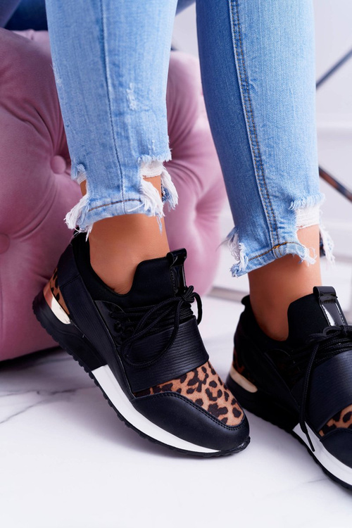 Sportovní dámské černé boty Leopard Elanco