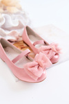 Dětské lakované balerínky s mašlí růžove Zolly