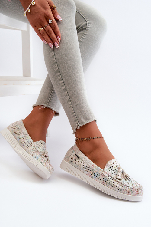 Dámské lehké mokasíny z ekokože s dírkovaným vzorem Tinami