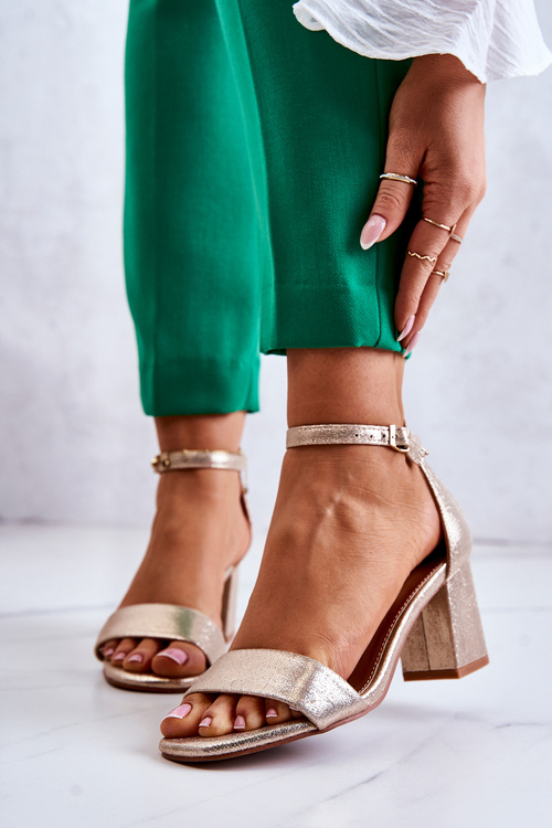 Módní dámské sandály na podpatku zlatý Lucida