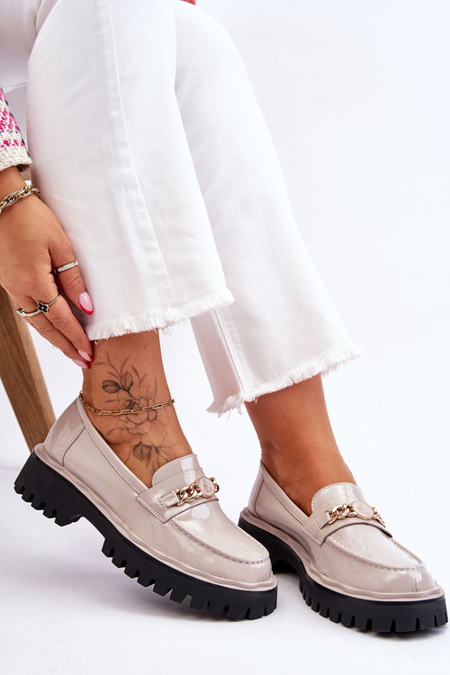 Maľované mokasíny na platforme Jasnoszare Ronin