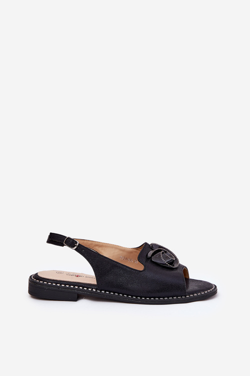 Lesklé Dámske Sandále S Ozdobou S.Barski KV51-006 Čierne