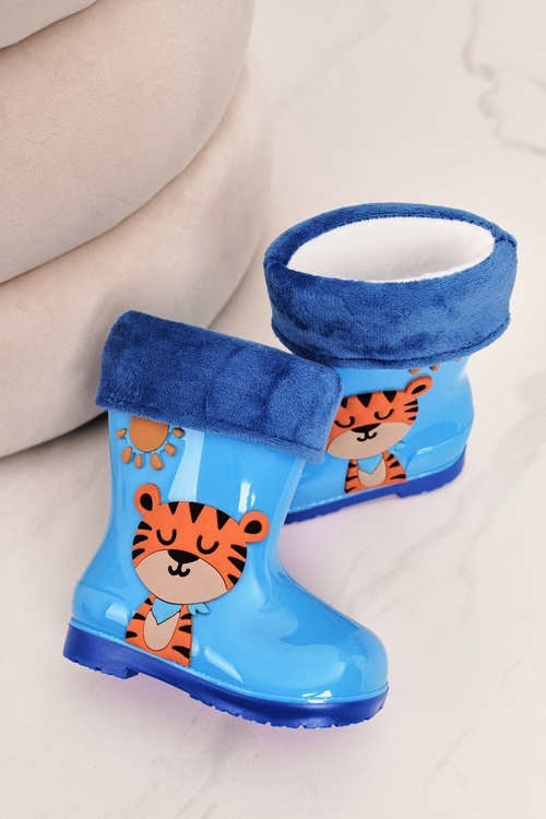 Detské izolované galoshes s modrým tigerom