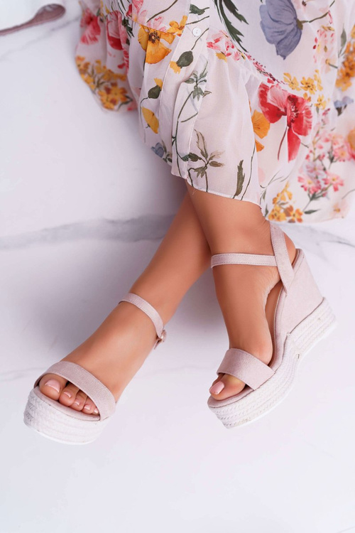 Dámské Sandály Na Klínku Béžové Liviana