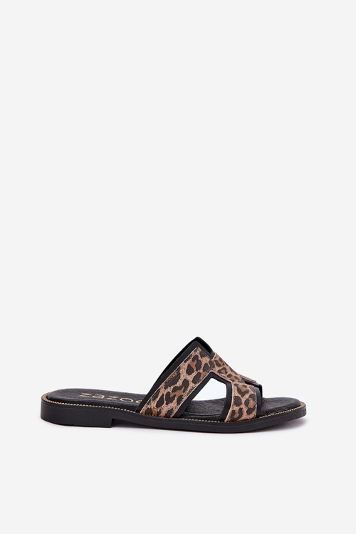 Kožené Plátené Papuče S Leopardím Vzorom Zazoo 40383 Čierne