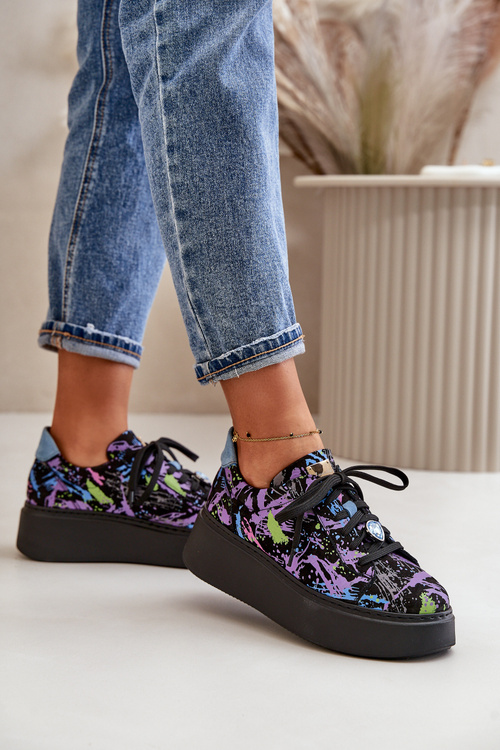 Kožené Sportovní Boty Na Platformě Fialové Maciejka 06191-05