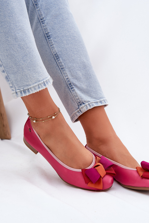 Kožené Baletky S Mašlí Maciejka P6801-15 Fuchsie