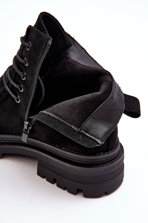 Dámské Traperové Boty na Zip Černé Apolosi