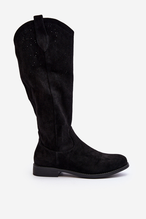 S.Barski HY66-132 Dámské Černé Krajkové Kozačky