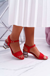 Dámske sandále na post farebná červená päta