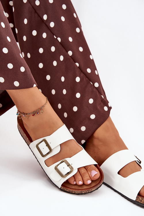 Dámske Šľapky Na Korkovej Platforme S Prackami Biele Vesina