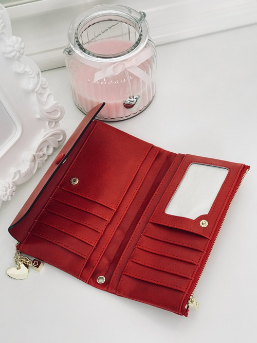 Large Women's Black Trendy Wallet Gold Zipper