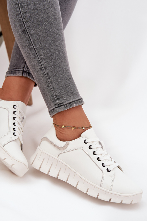 Kožené dámské polobotky Vinceza 41493 Bílé