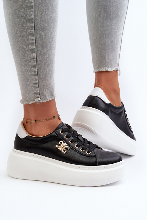 Černé Dámské Tenisky Na Platformě z Kůže Pernalia