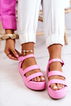 Kožené Sandály Na Sponu růžove Graceful