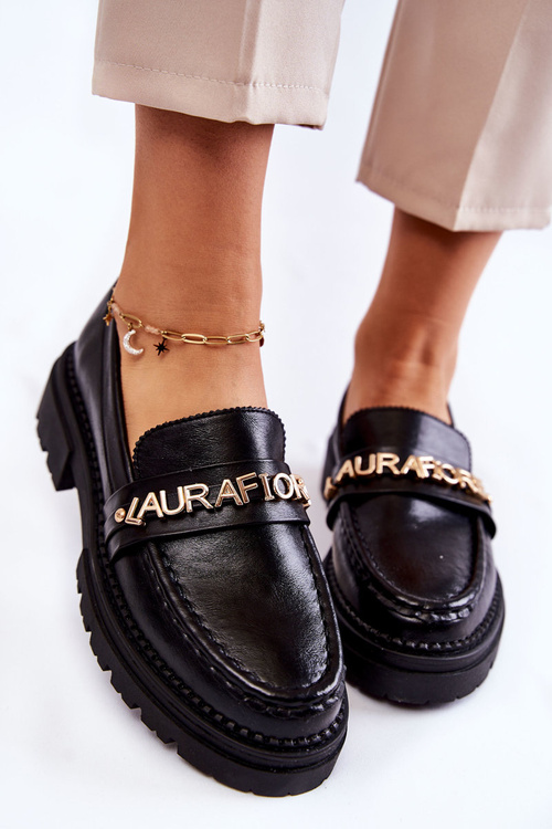 Kožené mokasíny Letters La.Fi 210001B-PU Černé