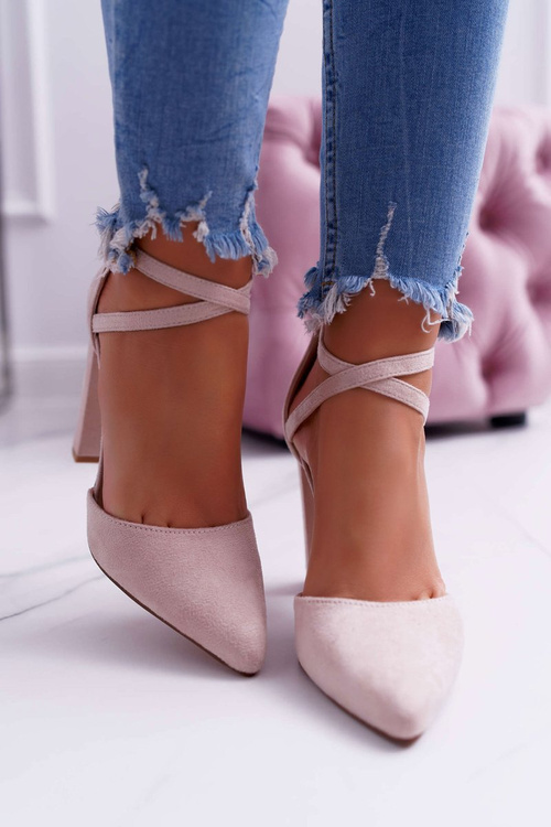 Dámské Lodičky Na Podpatku Semišové Béžové High Traffic