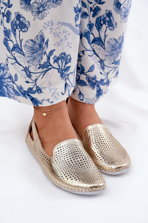 Děrované Baletky Z Přírodní Kůže Artiker 56C2694 Zlaté