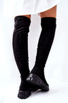 Semišové Kozačky Přes Kolena Černé Creen