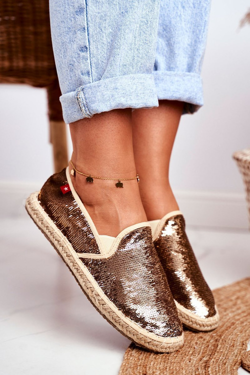 Dámské Espadrilky Big Star With s Flitry Zlaté DD274A161