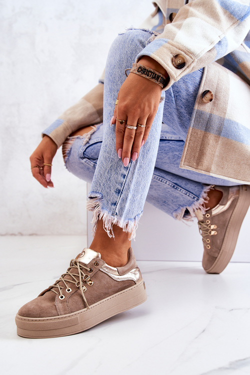 Suede Športové topánky na platforme Beige Mary Ann