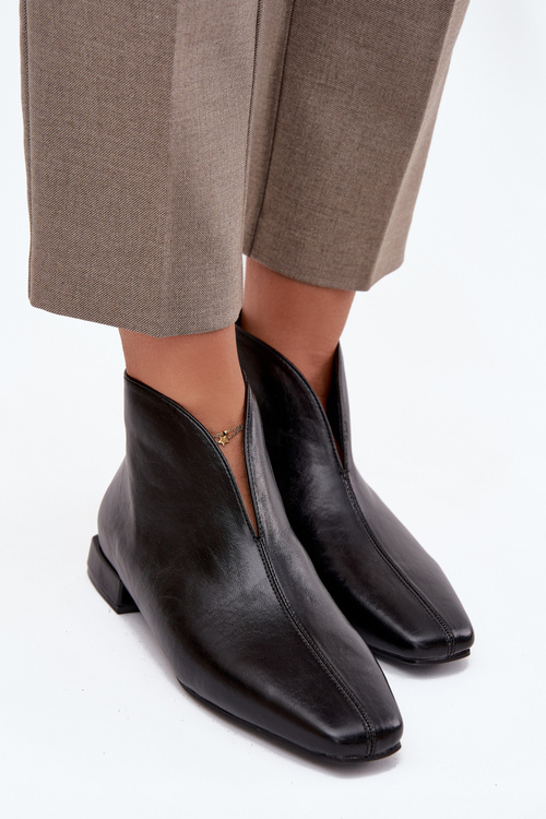 Dámske členkové topánky s jemným podpätkom čierne Elvienne