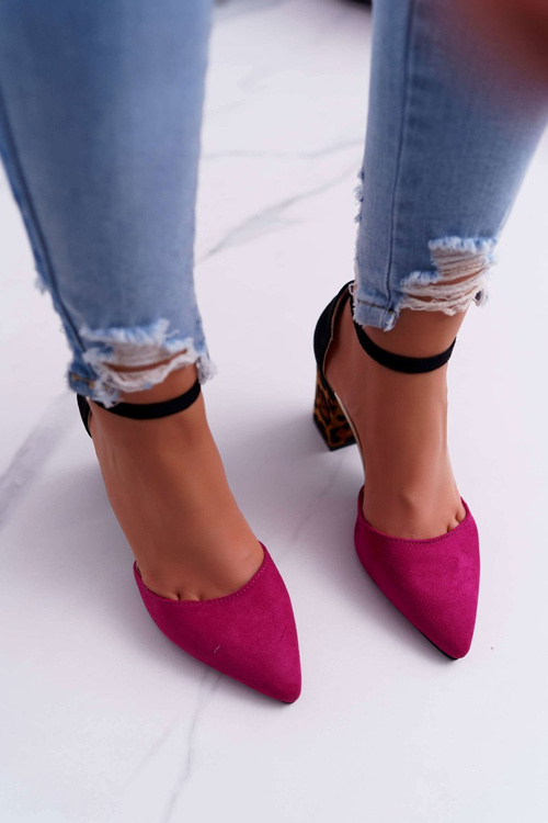 Dámske pumpy na stĺpe leopardov fuchsia ferri