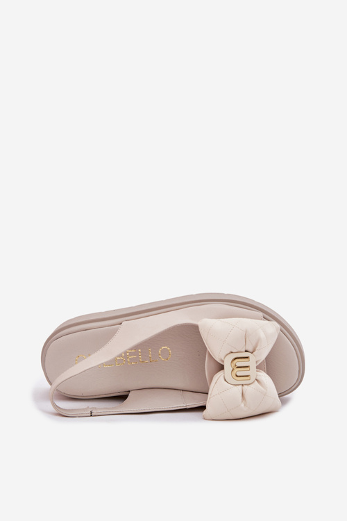 Dámské Kožené Sandály Na Platformě S Mašlí CheBello 4641 Béžové