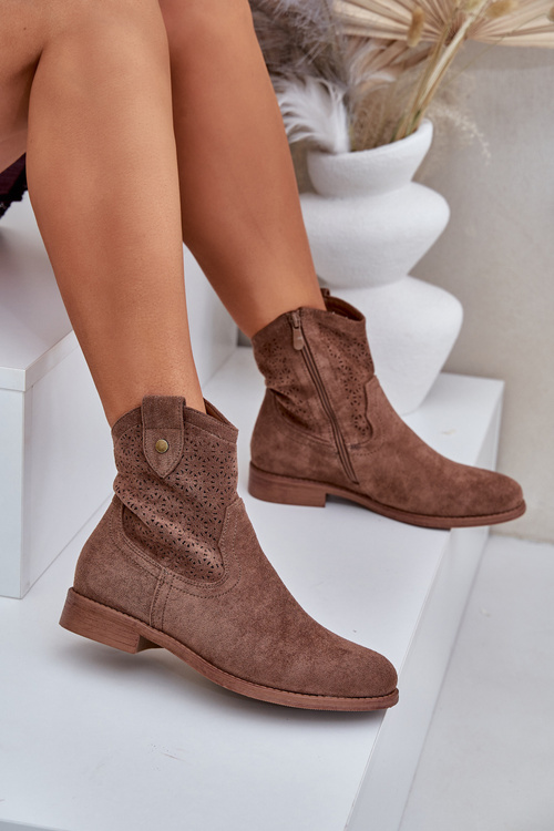 Čižmy S Jemným Vyrezávaným Vzorom Hnedé S.Barski HY51-063