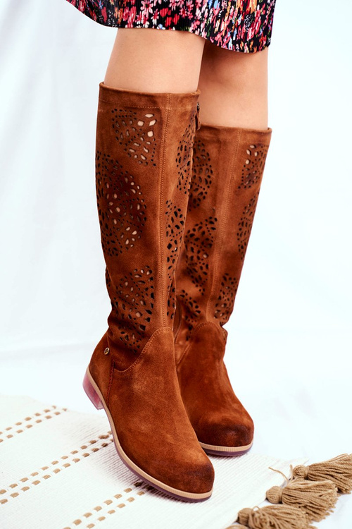 Dámska Maciejka Camel Openwork Kožené topánky 04525-29