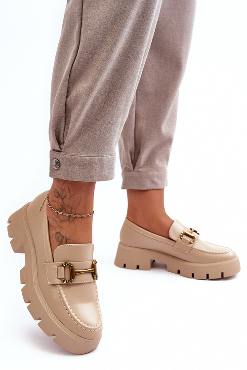Dámske topánky Loafer s dekoráciou Beige Peuria