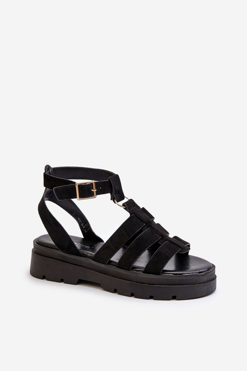 Dámske čierne gladiátorské sandále z eko-zamšu Dorameia