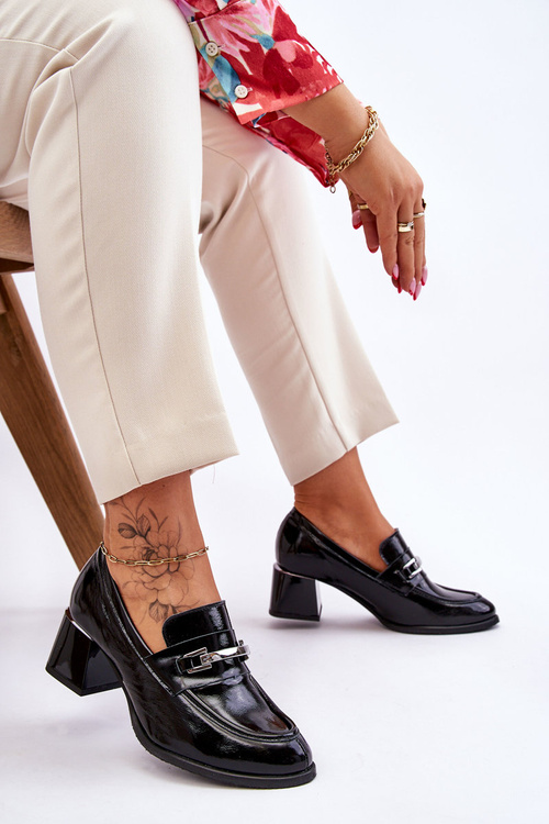 Pohodlné lakované lodičky Černé Damira