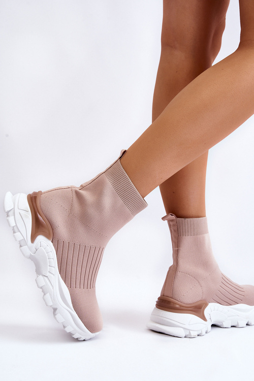 Dámské tenisky s vysokými ponožkami Beige Jovie