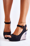 Dámske čierne sandále na klinoch nemesis