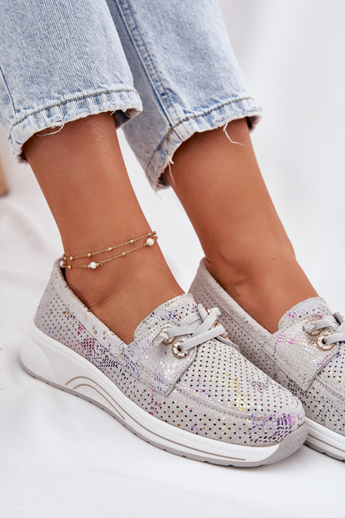 Semišové Poltopánky Z Prírodnej Kože Na Platforme Artiker 56C2104 Šedé