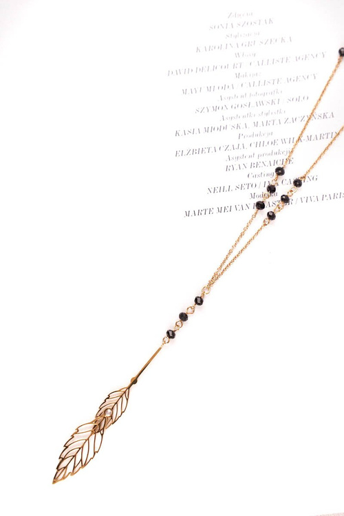 Dámský Zlatý Náhrdelník Růženec černé Kuličky Beatrix