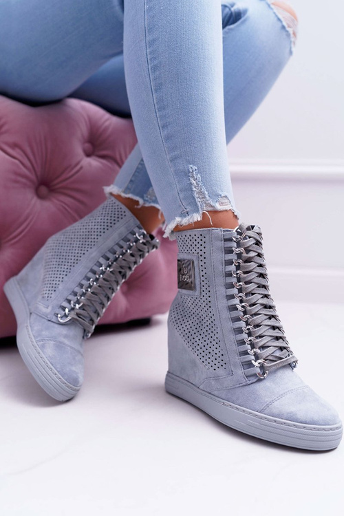 Dámská Obuv Sneakers Lu Boo Semišové Perforovane modré Clamma