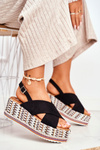 Dámske sandále na klinii Espadrilu Black Sandy