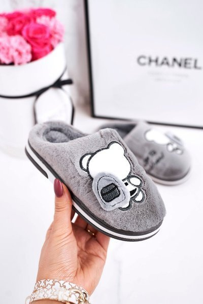 Dětské Domácí Pantofle S Medvědem šedé Go To School